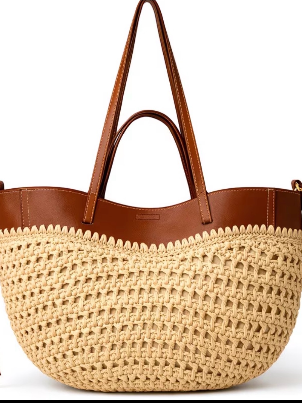 Brown & Cream Woven Tote Bag